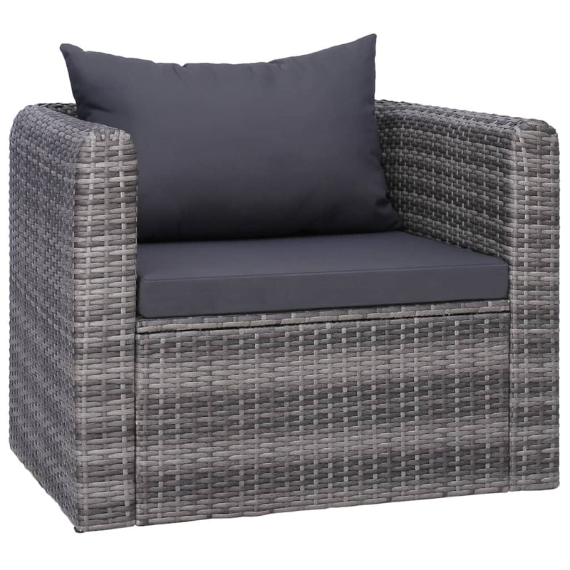 7 Piece Garden Sofa Set with Cushions & Pillows Poly Rattan Grey