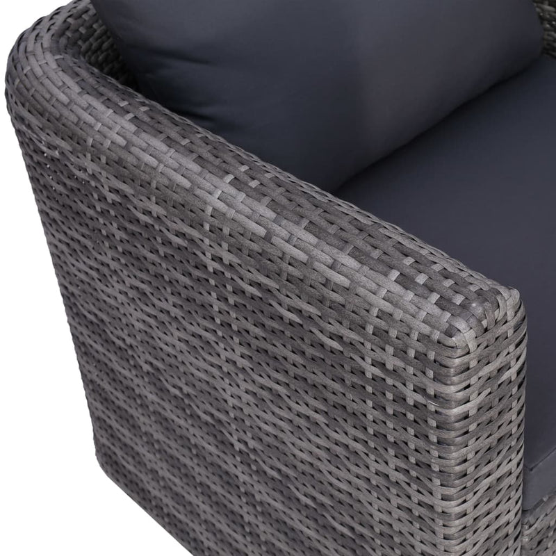 7 Piece Garden Sofa Set with Cushions & Pillows Poly Rattan Grey