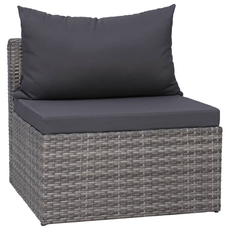 6 Piece Garden Sofa Set with Cushions & Pillows Poly Rattan Grey
