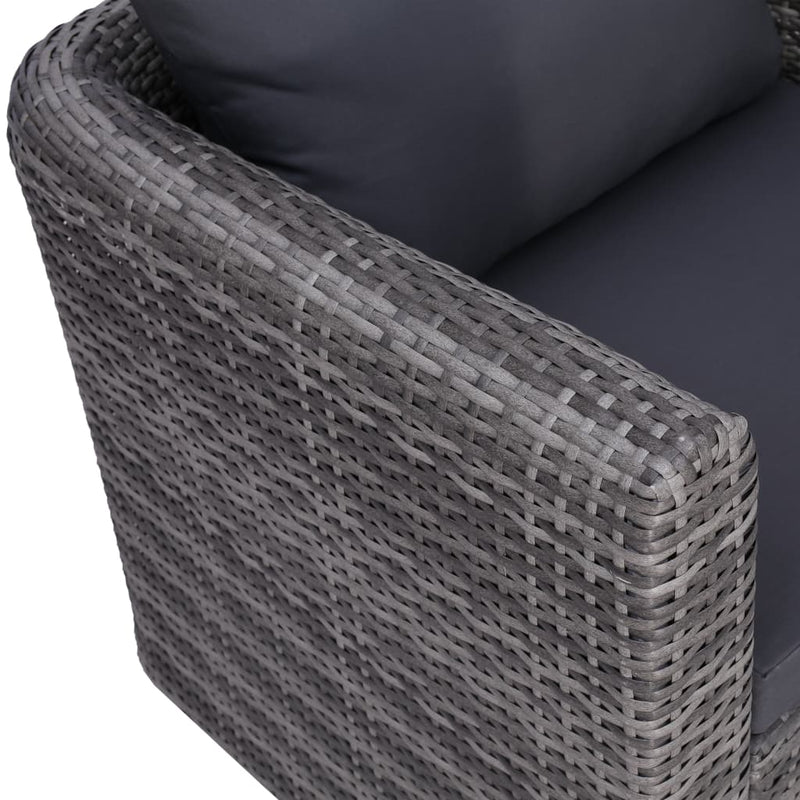 6 Piece Garden Sofa Set with Cushions & Pillows Poly Rattan Grey