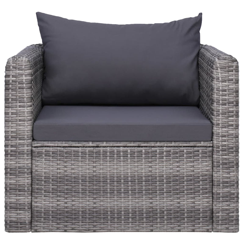 Garden Chair with Cushion and Pillow Poly Rattan Grey