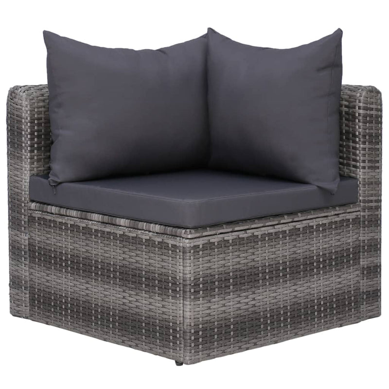 3 Piece Garden Sofa Set with Cushions Grey Poly Rattan