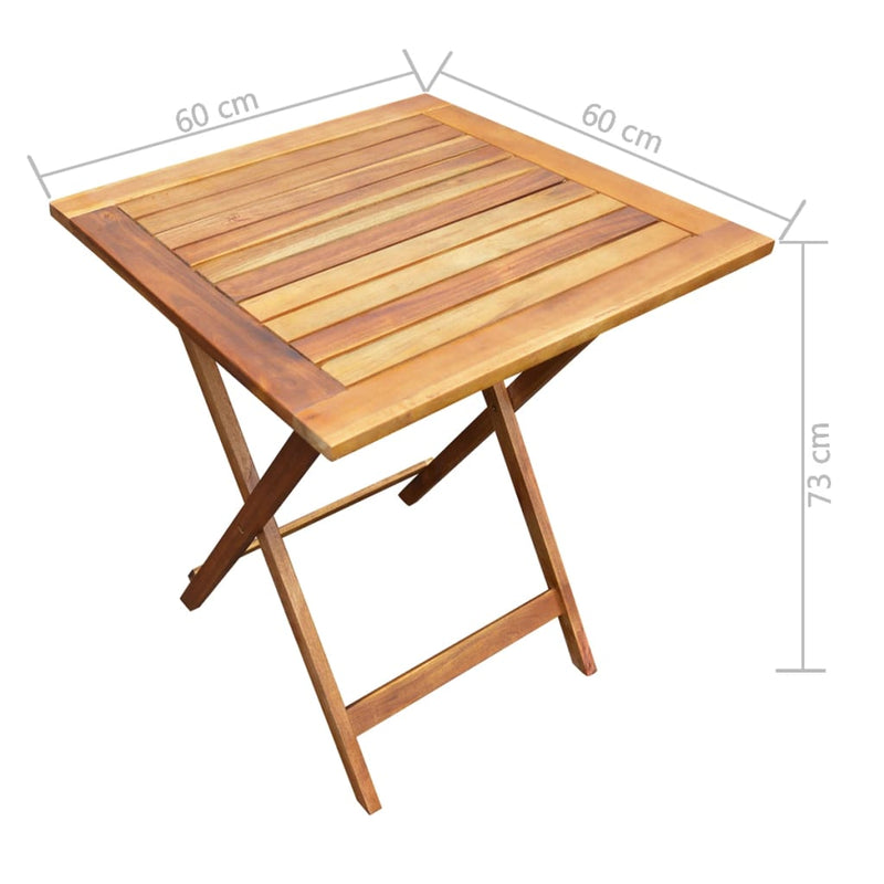 3 Piece Folding Bistro Set Solid Acacia Wood