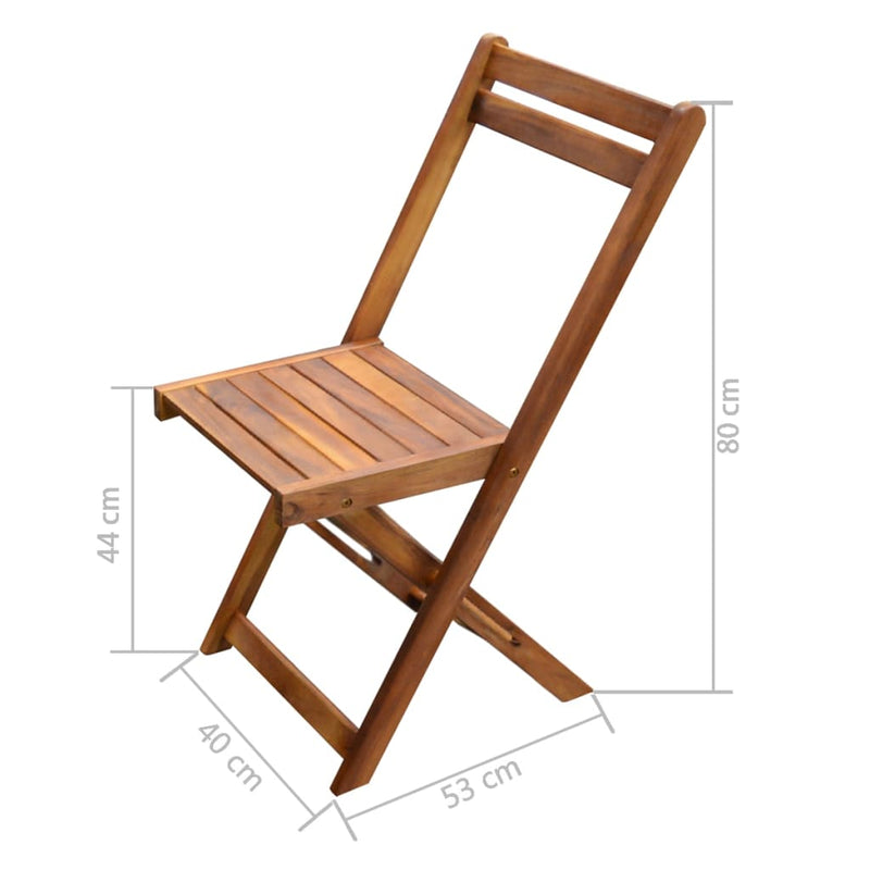 3 Piece Folding Bistro Set Solid Acacia Wood