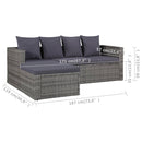 4 Piece Garden Lounge Set with Cushions Poly Rattan Grey
