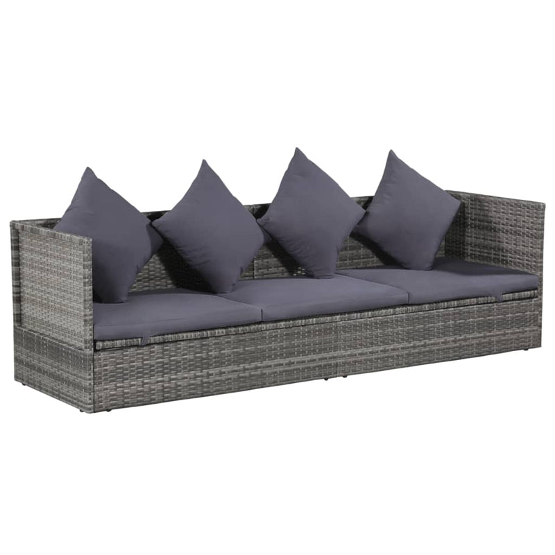 43959 Outdoor Sunlounger Poly Rattan 200x60x58 cm Grey - Untranslated