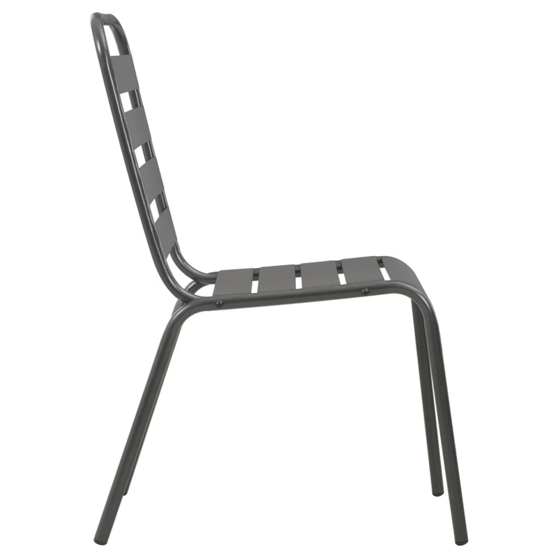 Stackable Outdoor Chairs 2 pcs Steel Grey