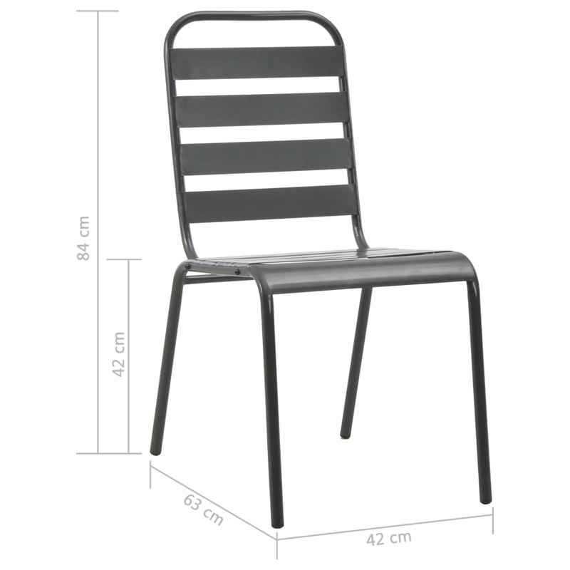Stackable Outdoor Chairs 2 pcs Steel Grey