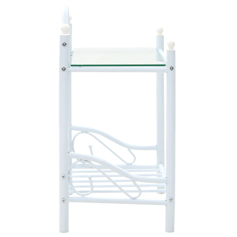 Bedside Tables 2 pcs Steel and Tempered Glass 45x30.5x60 cm White