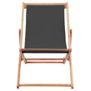 Folding Beach Chair Fabric and Wooden Frame Grey