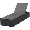 Sun Lounger with Cushion Poly Rattan Black