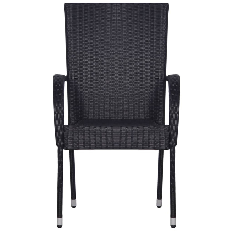 Stackable Outdoor Chairs 2 pcs Poly Rattan Black