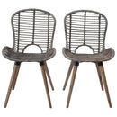 Dining Chairs 2 pcs Brown Natural Rattan