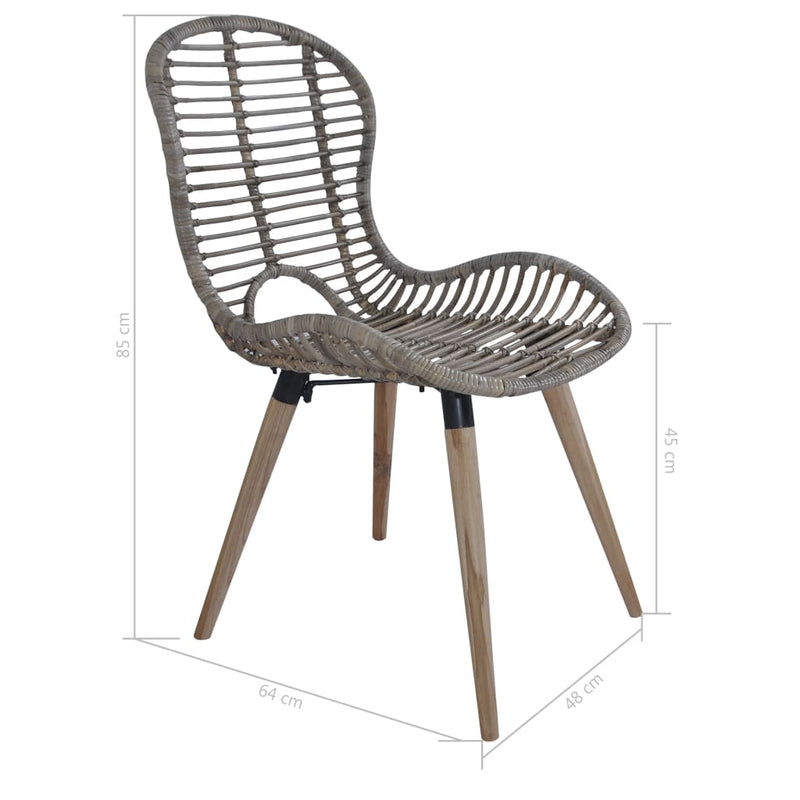 Dining Chairs 4 pcs Brown Natural Rattan