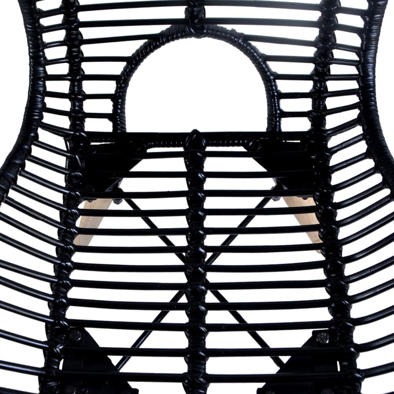 Dining Chairs 4 pcs Black Natural Rattan