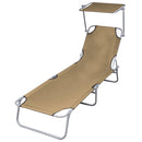 Folding Sun Lounger with Canopy Steel Taupe