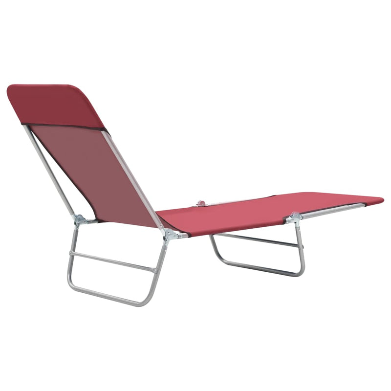 Folding Sun Loungers 2 pcs Steel and Fabric Red