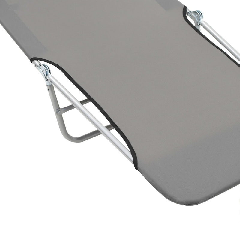 Folding Sun Loungers 2 pcs Steel and Fabric Grey