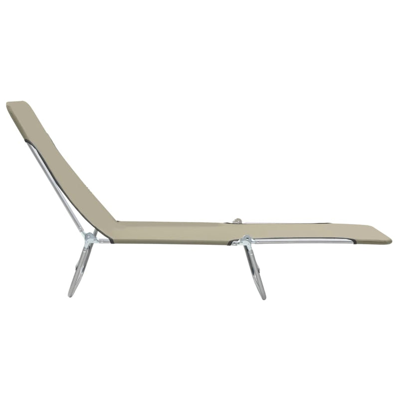 Folding Sun Loungers 2 pcs Steel and Fabric Taupe