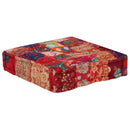 Patchwork Pouffe Square Cotton Handmade 50x50x12 cm Red