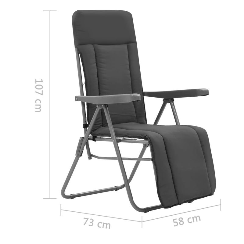 Folding Garden Chairs with Cushions 2 pcs Grey