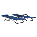 Folding Sun Loungers 2 pcs with Footrests Steel Blue
