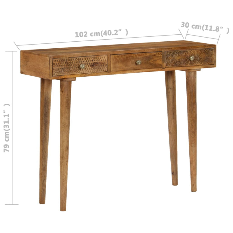 Console Table Solid Mango Wood 102x30x79 cm