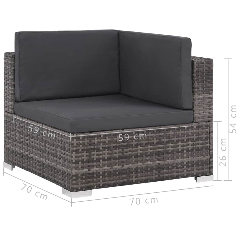 7 Piece Garden Lounge Set with Cushions Poly Rattan Grey