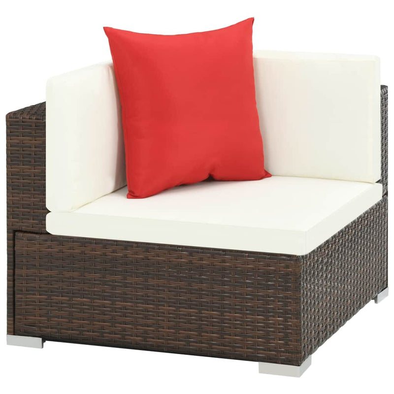 7 Piece Garden Lounge Set with Cushions Poly Rattan Brown