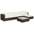 6 Piece Garden Lounge Set with Cushions Poly Rattan Brown
