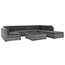 8 Piece Garden Lounge Set with Cushions Poly Rattan Grey