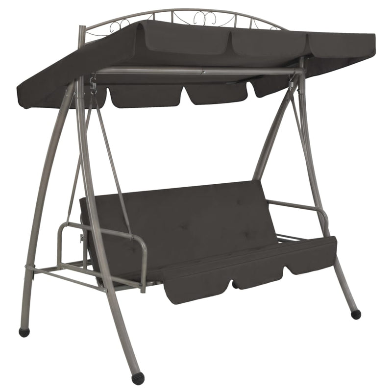 Outdoor Convertible Swing Bench with Canopy Anthracite 198x120x205 cm Steel