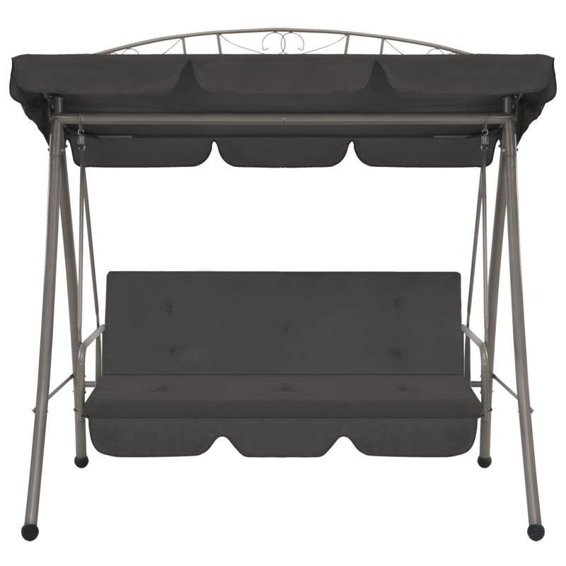 Outdoor Convertible Swing Bench with Canopy Anthracite 198x120x205 cm Steel
