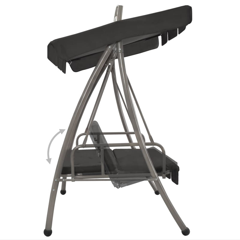 Outdoor Convertible Swing Bench with Canopy Anthracite 198x120x205 cm Steel