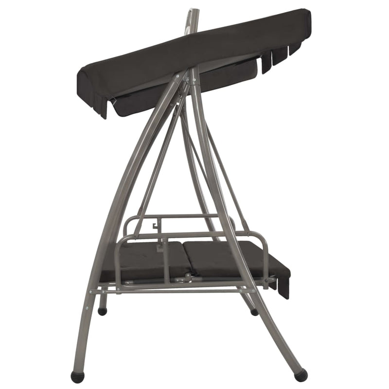 Outdoor Convertible Swing Bench with Canopy Anthracite 198x120x205 cm Steel