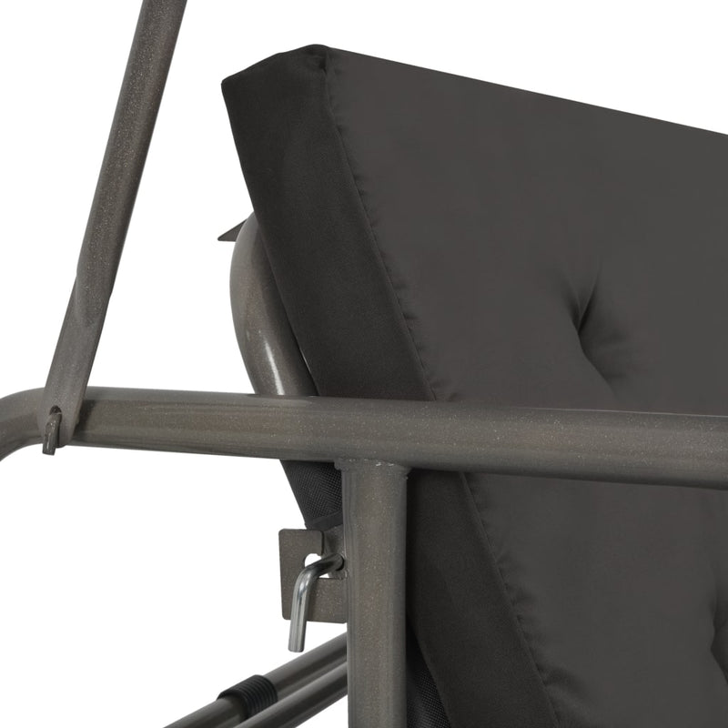 Outdoor Convertible Swing Bench with Canopy Anthracite 198x120x205 cm Steel