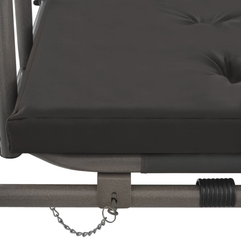 Outdoor Convertible Swing Bench with Canopy Anthracite 198x120x205 cm Steel.