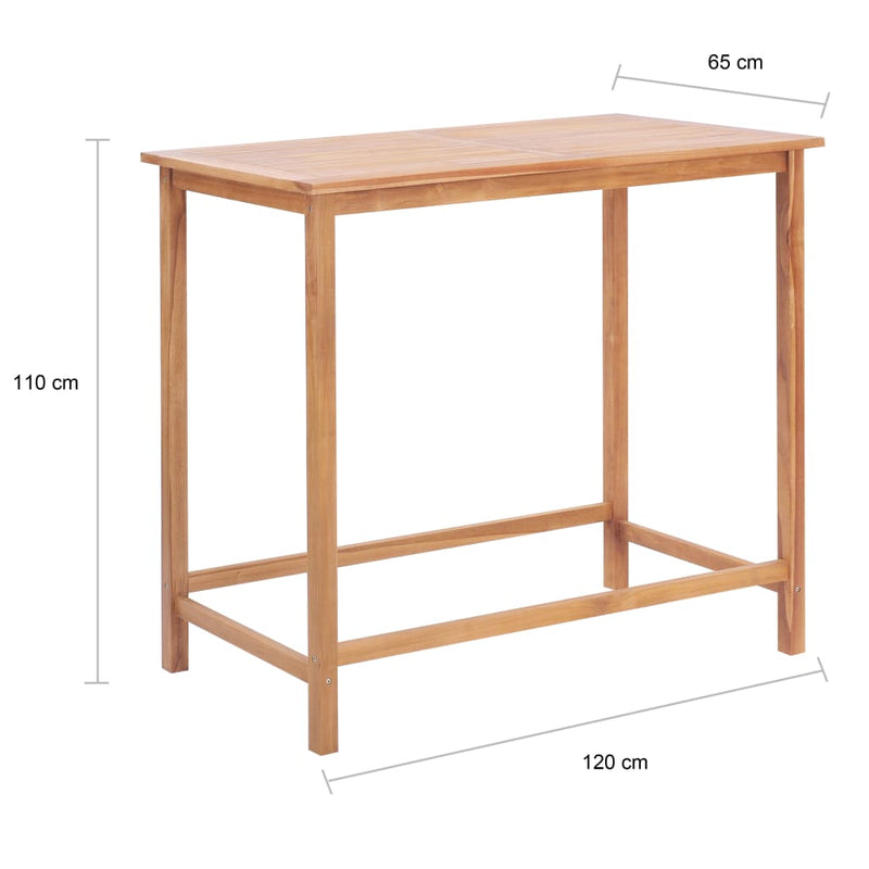 Garden Bar Table 120x65x110 cm Solid Teak Wood