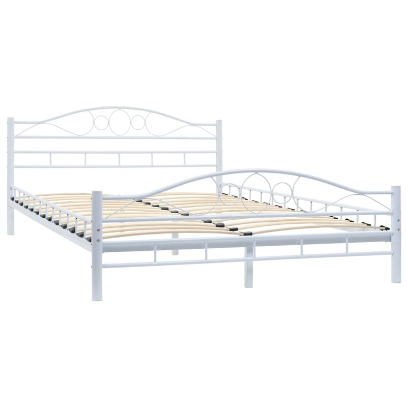 Bed Frame White Metal 137x187 cm