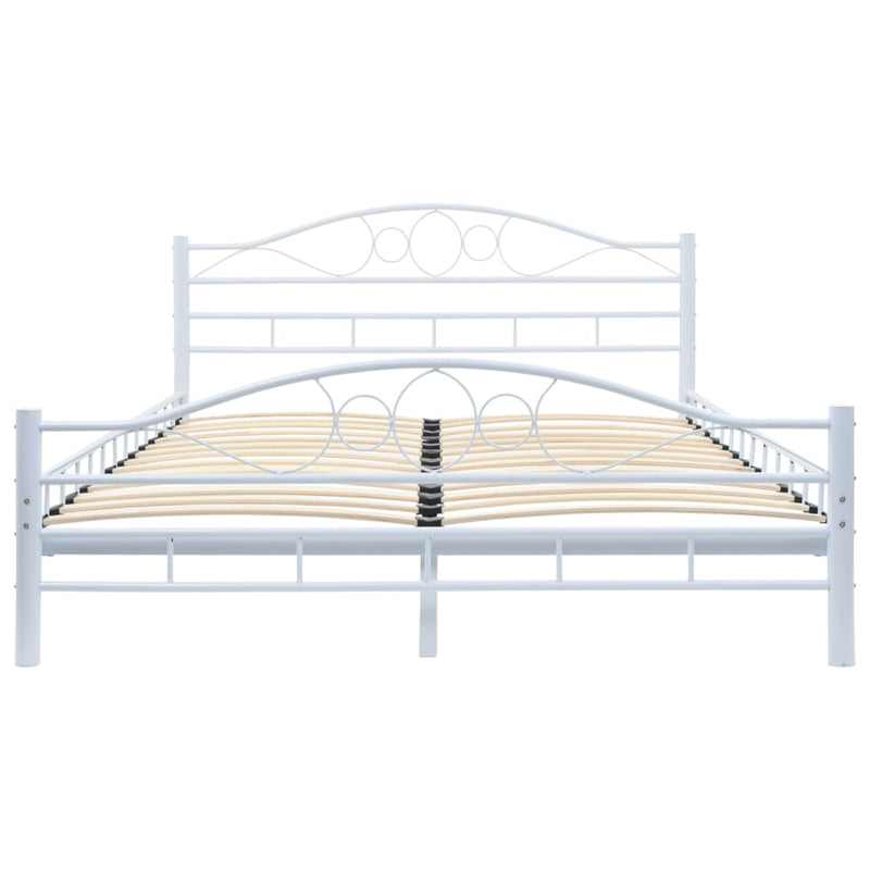 Bed Frame White Metal 137x187 cm