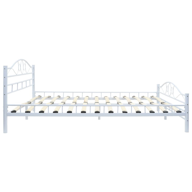 Bed Frame White Metal 137x187 cm