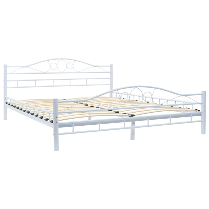 Bed Frame White Metal 153x203 cm