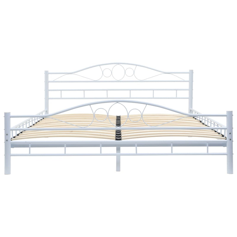 Bed Frame White Metal 153x203 cm