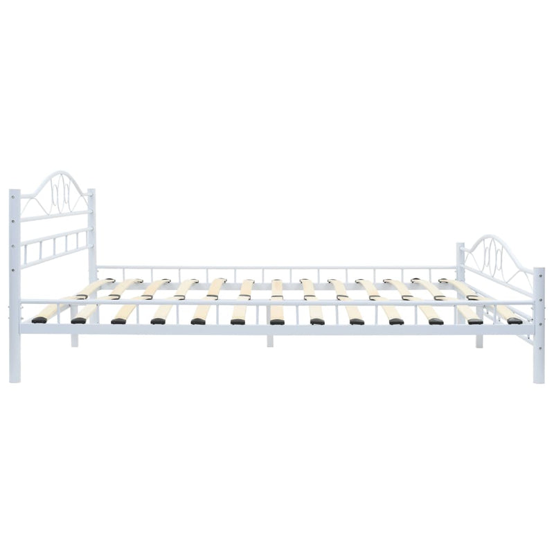 Bed Frame White Metal 153x203 cm