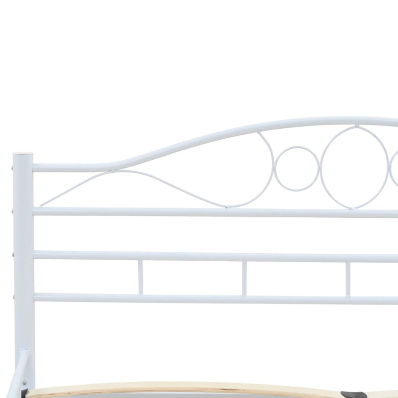 Bed Frame White Metal 153x203 cm