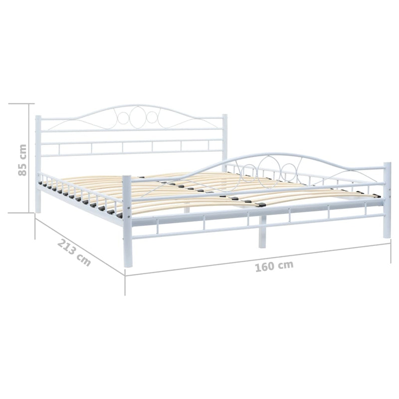 Bed Frame White Metal 153x203 cm