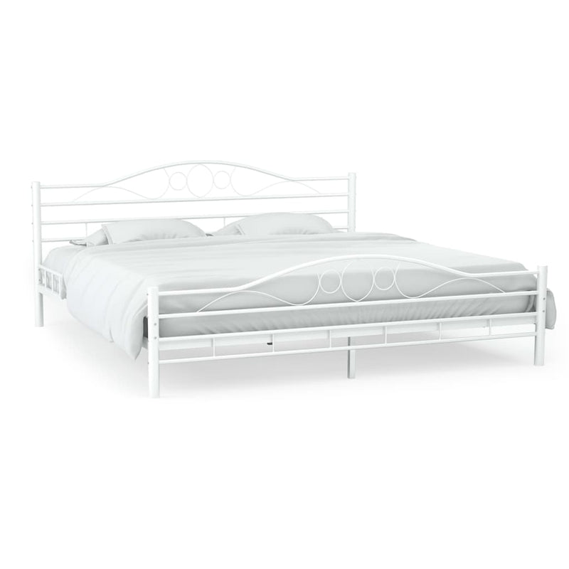 Bed Frame White Metal 153x203 cm.