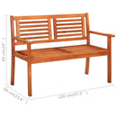 2-Seater Garden Bench 120 cm Solid Eucalyptus Wood