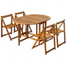 5 Piece Folding Outdoor Dining Set Solid Acacia Wood