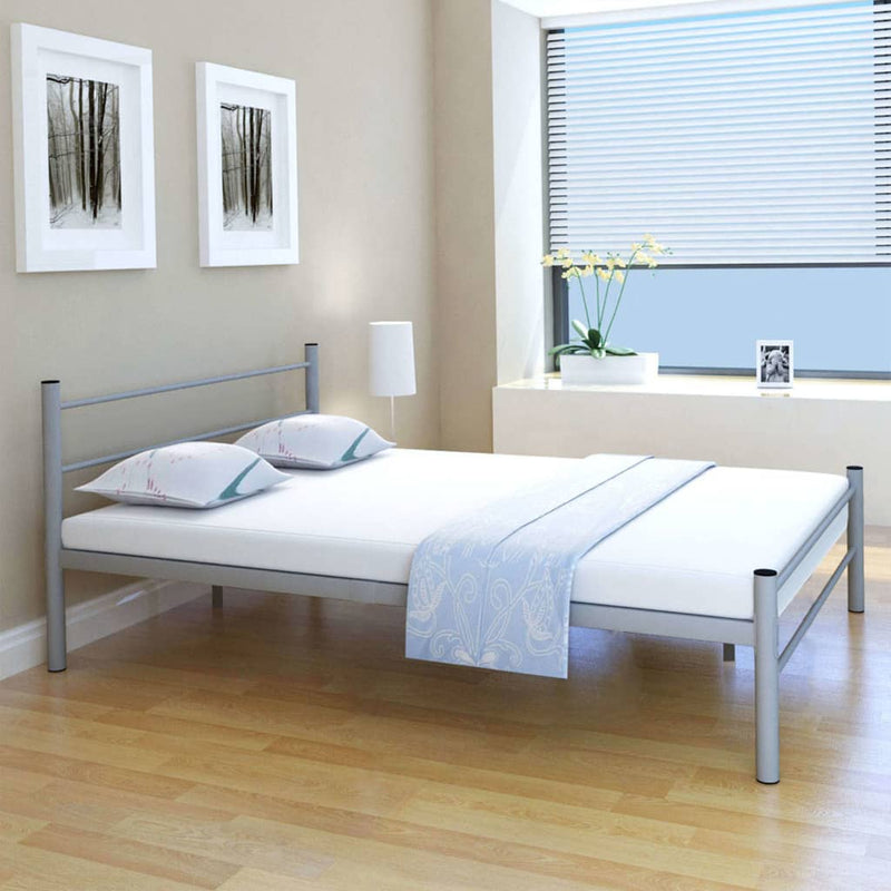 Bed Frame Grey Metal Double Size